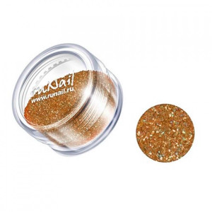 Дизайн для ногтей, RuNail, блёстки темное золото