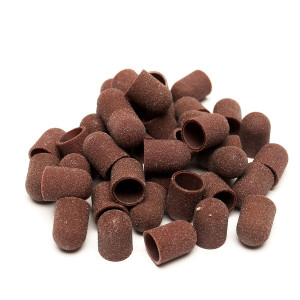 Колпачок шлифовальный, Nail Art, на пластиковой основе D-7, коричневый, #180, 7*13, 10шт