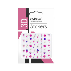 Наклейки для дизайна ногтей ЗD, RuNail,  бабочки и цветы, №1462