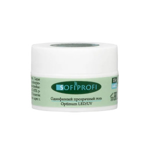 Гель для наращивания ногтей, Sofi Profi, Optimum, 6402, однофазный, прозрачный, 15мл Гель для наращивания ногтей, Sofi Profi, Optimum, 6402, однофазный, прозрачный, 15мл