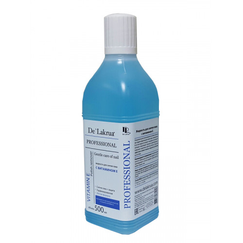Жидкость для снятия лака, De Lakrua, Polish Remover Lilac Acetone, ухаживающая, с витамином Е, 0,5л