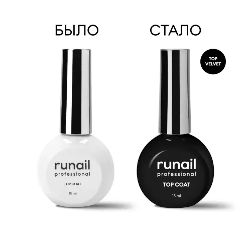 Бархатный топ для гель-лака, Runail, TopCoat Velvet, 15мл