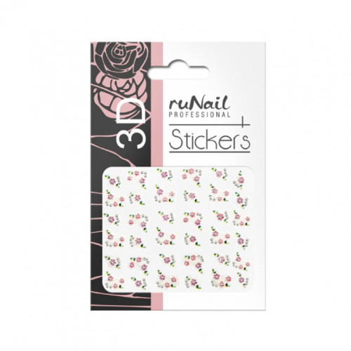 Наклейки для дизайна ногтей 3D, RuNail, цветы, №1638
