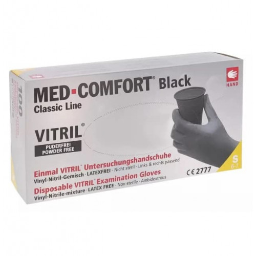 Перчатки, Med-Comfort Vitril, черные S, 50 пар