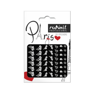 Наклейки для дизайна ногтей 3D, RuNail, белые цветы, №1663