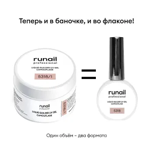 Уф-гель для ногтей, RuNail, жидкий, камуфлирующий, чайная роза, №5318, 15мл Уф-гель для ногтей, RuNail, жидкий, камуфлирующий, чайная роза, №5318, 15мл