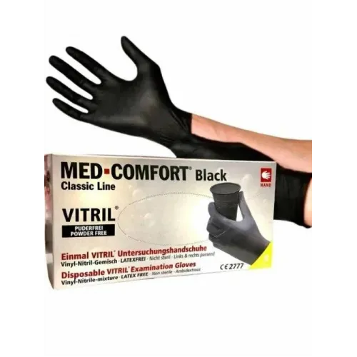 Перчатки, Med-Comfort Vitril, черные M, 50 пар