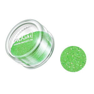 Дизайн для ногтей, RuNail, блёстки ярко-зеленый