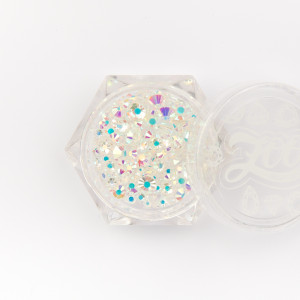 Стразы стеклянные прозрачные для дизайна ногтей,  Zoo Nail Art, AB голография, MIX, микс размеров, 200шт