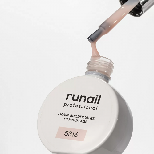 Уф-гель для ногтей, RuNail, жидкий, камуфлирующий, розовая карамель, №5316, 15мл