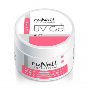 Уф-гель для наращивания ногтей, RuNail, однофазный, белый, 15мл Уф-гель для наращивания ногтей, RuNail, однофазный, белый, 15мл