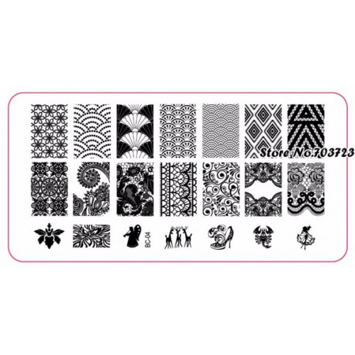 Пластина-трафарет для стемпинга, Nail Art, 14 рисунков, BC-07