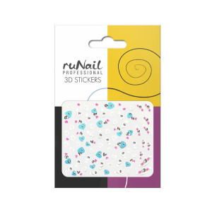 Наклейки для дизайна ногтей 3D, RuNail, сердечки, № 1685