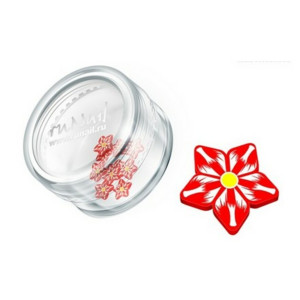 Дизайн для ногтей, RuNail, резиновые аппликации, цветы, красно-белыe