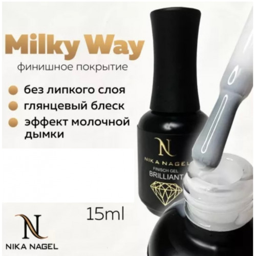 Топ для ногтей, Nika Nagel, Milky Way, 15мл