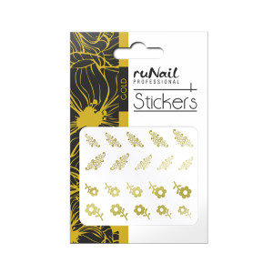 Наклейки для дизайна ногтей, RuNail, золотые, №1452