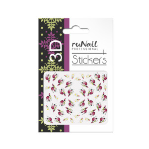 Наклейки для дизайна ногтей 3D, RuNail, цветы, №1644