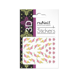 Наклейки для дизайна ногтей 3D, RuNail, цветы, № 1648
