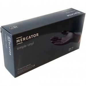 Перчатки Виниловые, Mercator Medical, 4гр, черные, размер M, 50 пар