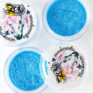 Пигмент радужный для дизайна ногтей, Zoo Nail Art, Единорог, голубой, 0,2гр