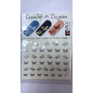 Слайдер-дизайн фольгированный для дизайна ногтей, Milv, F 11, серебро