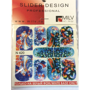 Слайдер-дизайн для ногтей, Milv, зимний. N 420