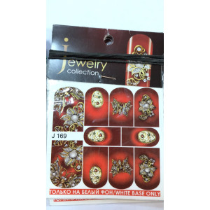 Слайдер-дизайн для ногтей, Milv, J 169, красный с золотом