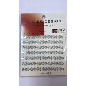 Слайдер-дизайн для ногтей, Milv, 428, серебро