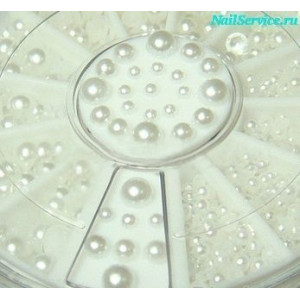 Набор жемчужин для дизайна ногтей, NailService, полусфера, пластик, 3мм*40шт, 2мм*40шт, 1,5мм*40шт