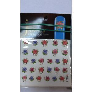 Слайдер-дизайн для ногтей, Milv, J 163p, синий, цветы