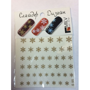 Слайдер-дизайн для ногтей, Milv, зимний, S 095, золото