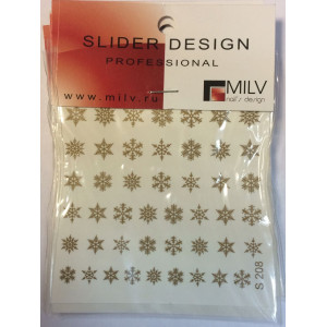 Слайдер-дизайн для ногтей, Milv, зимний, S 208, золотой