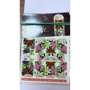 Слайдер-дизайн для ногтей, Milv, J 170, белый, цветы