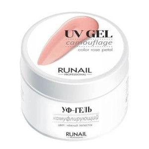 УФ-гель для наращивания ногетй, RuNail Rose Petal,  нежно-розовый, камуфлирующий, 30гр