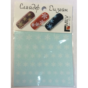 Слайдер-дизайн для ногтей, Milv, зимний. S 095, белый