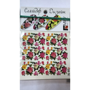 Слайдер-дизайн для ногтей, Milv, цветы N 046p