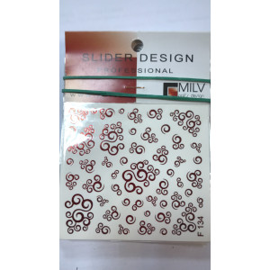 Слайдер-дизайн фольгированный для ногтей, Milv, F 134, красный