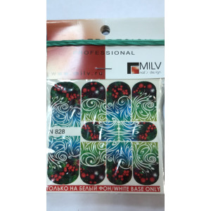 Слайдер-дизайн для ногтей, Milv, зимний, N 828