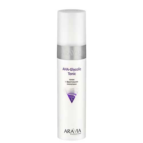 Тоник с фруктовыми кислотами AHA Glycolic Tonic, 250 мл. Aravia Professional.