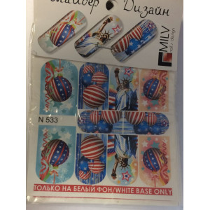 Слайдер-дизайн для ногтей, Milv, зимний, N 533. 