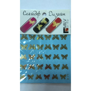 Слайдер-дизайн фольгированный для ногтей, Milv, F 071, золото