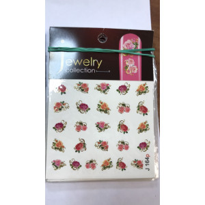 Слайдер-дизайн для ногтей, Milv, J 164p, розовый, цветы