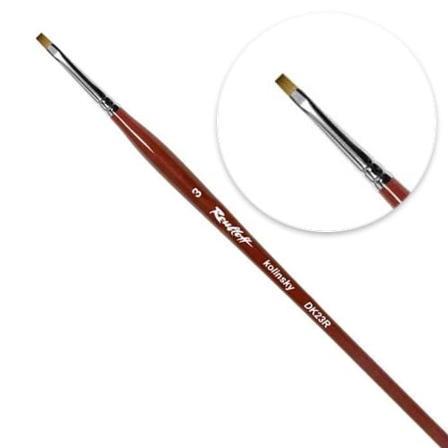 ROUBLOFF DK23R. Кисть для дизайна, №3 плоская, натуральный колонок. ROUBLOFF. 8069 ROUBLOFF DK23R. Кисть для дизайна, №3 плоская, натуральный колонок. ROUBLOFF. 8069