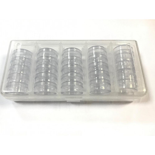 Бокс для дизайна, 25 баночек в скрутке (5 по 5 шт.), диаметр: 3,0 см. NailService.