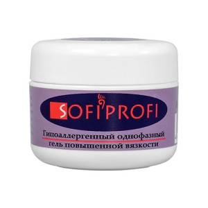 Однофазный гель для наращивания ногтей, Sofiprofi, повышенной вязкости, гипоаллергенный, прозрачный, 50гр