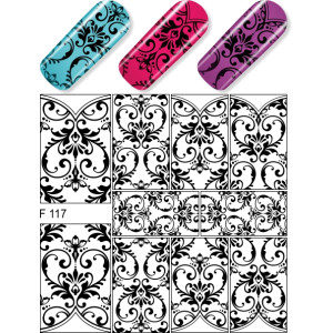 Слайдер-дизайн для ногтей, Milv, F 117 черный