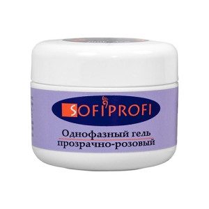 Однофазный гель, для наращивания ногтей, Sofiprofi, прозрачно-розовый, 50гр