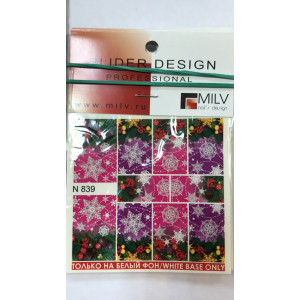 Слайдер-дизайн для ногтей, Milv, зимний. N 839