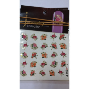 Слайдер-дизайн для ногтей, Milv, J 165p, розовый, цветы