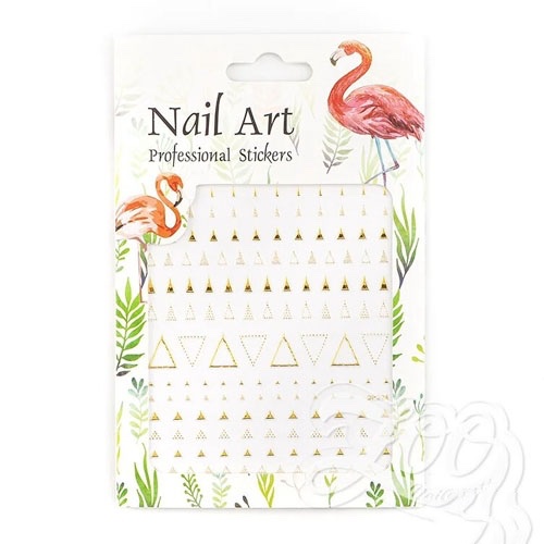 Наклейки металлизированные, треугольники, золото, №1376. Zoo Nail Art.